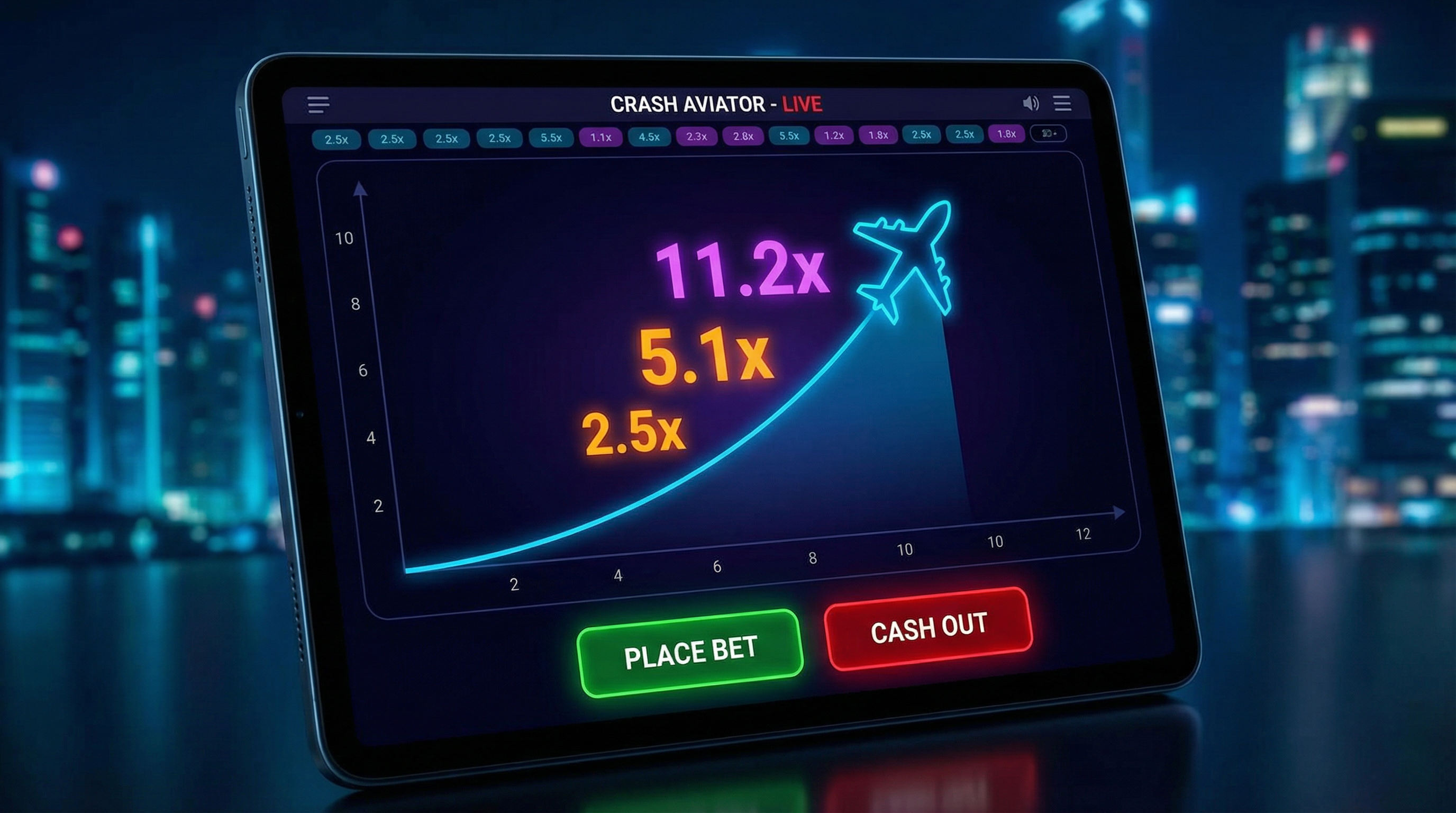 飞行员游戏界面展示上升的倍数曲线